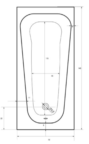 ALBA testformájú fürdőkád 140 cm