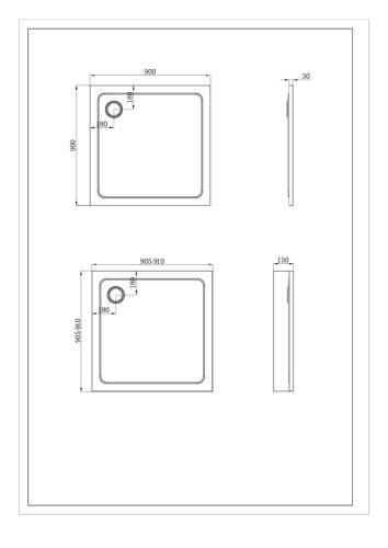 CERES szögletes zuhanytálca