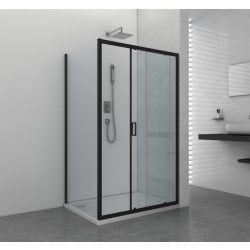   ELITE BLACK aszimmetrikus szögletes sarok zuhanykabin tolóajtóval 