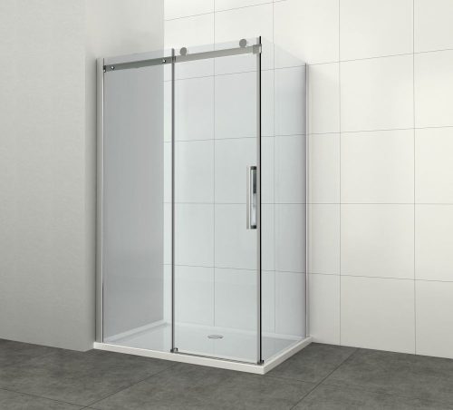 ELEGANCE aszimmetrikus sarokkabin tolóajtóval (8 mm), 80x120 cm