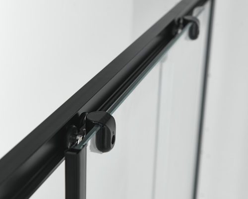 ELITE BLACK II aszimmetrikus szögletes sarok zuhanykabin tolóajtóval, 120x90 cm