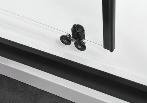 ELITE BLACK II aszimmetrikus szögletes sarok zuhanykabin tolóajtóval, 120x90 cm