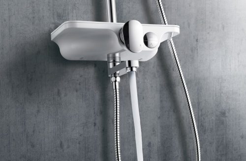 Zuhanyszett esőztető fejzuhannyal, kádtöltővel, fehér