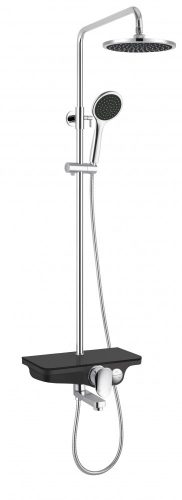 Zuhanyszett esőztető fejzuhannyal, kádtöltővel, fekete
