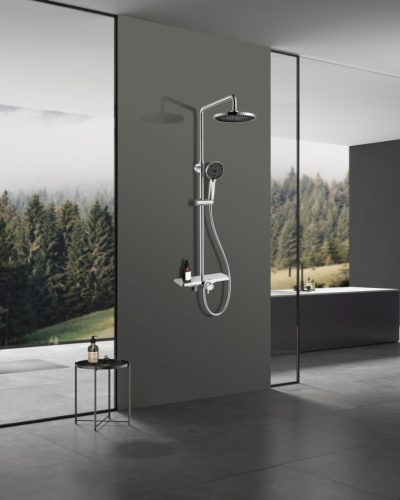 Zuhanyrendszer termosztátos csapteleppel, króm