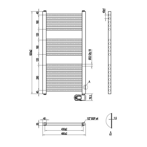 UNO elektromos fürdőszobai design radiátor, 500 W