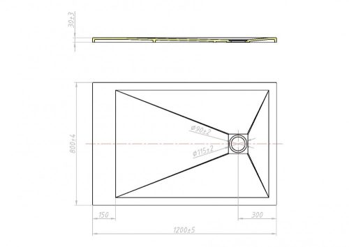 KRETA 80/120 aszimmetrikus öntött márvány zuhanytálca, fehér