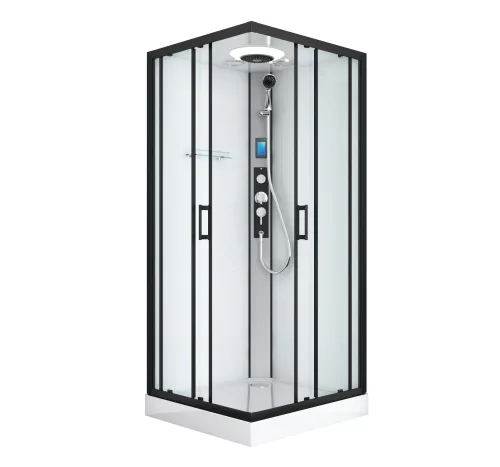 MIAMI komplett hidromasszázs zuhanykabin elektronikával, fekete kerettel