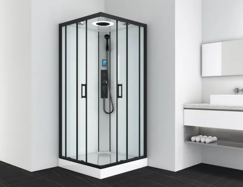 MIAMI komplett hidromasszázs zuhanykabin elektronikával, fekete kerettel