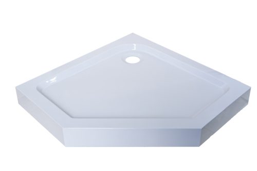 Ötszögletű akril zuhanytálca, fix előlappal