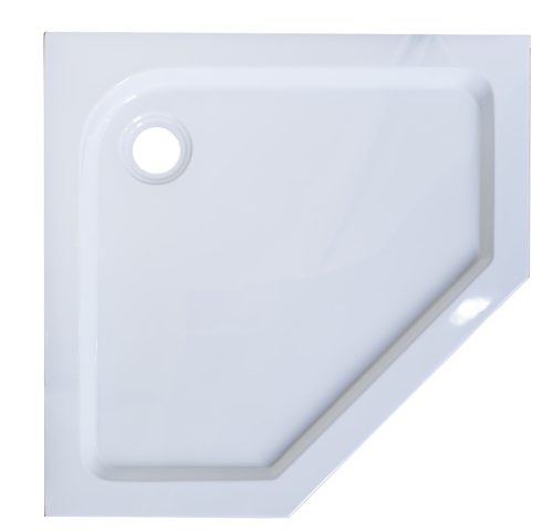 Ötszögletű akril zuhanytálca, fix előlappal