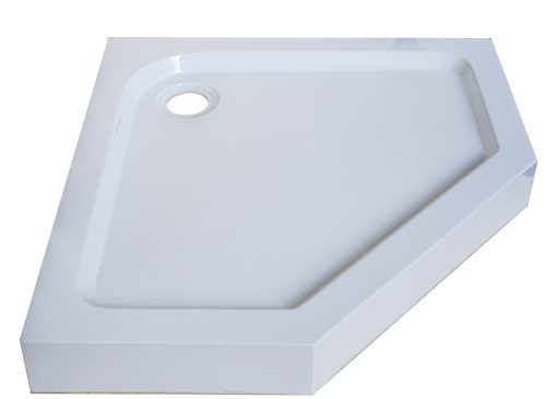 Ötszögletű akril zuhanytálca, fix előlappal