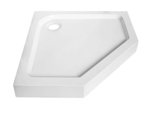 Ötszögletű akril zuhanytálca, fix előlappal