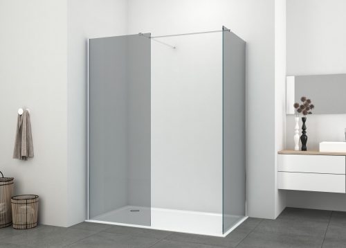 WALK-IN üvegfal, 140 cm, füstszínű