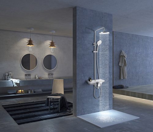 Zuhanyszett esőztető fejzuhannyal, kádtöltővel, fehér