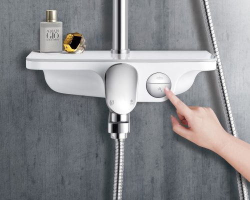Zuhanyszett esőztető fejzuhannyal, kádtöltővel, fehér