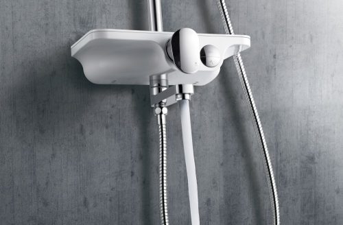 Zuhanyszett esőztető fejzuhannyal, kádtöltővel, fehér