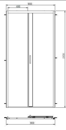 ELITE BLACK tolóajtó épített zuhanyfülkéhez 100 cm, fekete