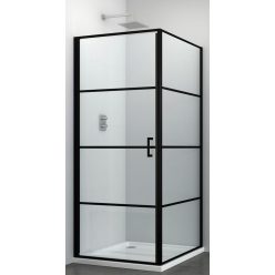    ELITE BLACK szögletes sarok zuhanykabin nyílóajtóval, 80 cm
