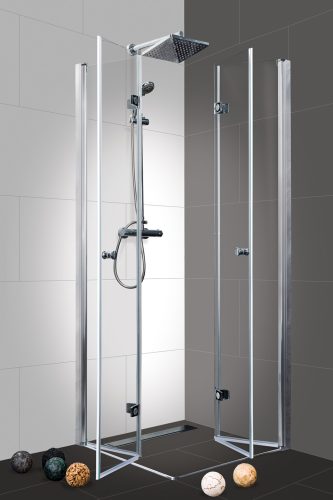 DUET I szögletes sarok zuhanykabin két csuklóajtóval, 80x100 cm