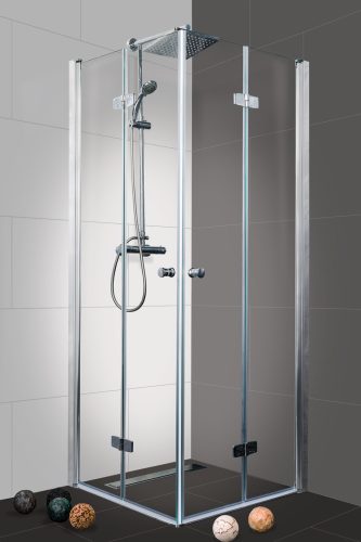 DUET I szögletes sarok zuhanykabin két csuklóajtóval, 80x100 cm