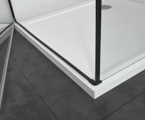 ELITE BLACK szögletes sarok zuhanykabin lengőajtóval, 80 cm