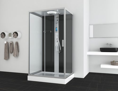 BOSTON komplett hidromasszázs zuhanykabin, króm, keverőcsappal