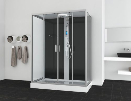 NEW YORK komplett hidromasszázs zuhanykabin, fekete hátfallal