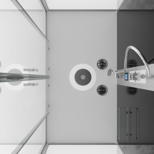 NEW YORK komplett hidromasszázs zuhanykabin, fekete hátfallal