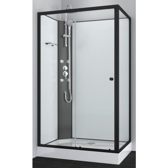 VIVA 1 hidromasszázs zuhanykabin, aszimmetrikus, fekete