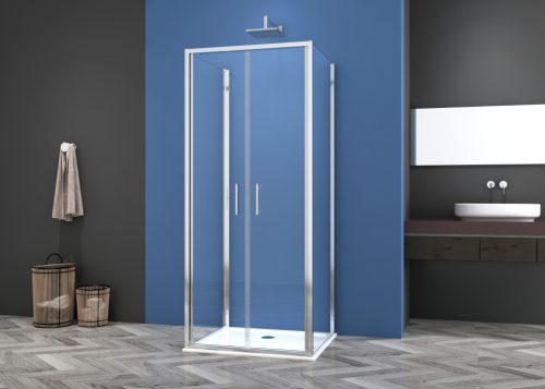 SANOSLIM kétszárnyas lengőajtó, 90 cm, króm