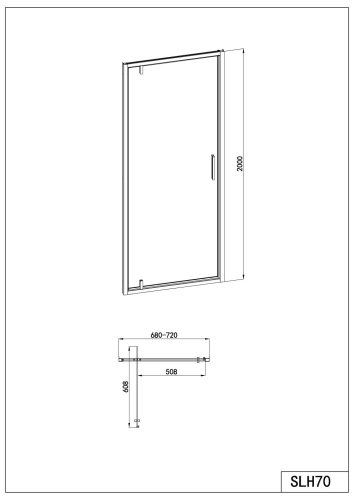 SANOSLIM Pivot zuhanyajtó, 80 cm, fekete