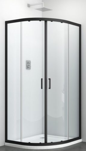 ELITE BLACK íves sarok zuhanykabin két tolóajtóval, 90 cm