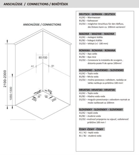 BELA 1 komplett zuhanykabin, fekete