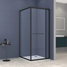 SANOSLIM sarokkabin toló-forgó ajtóval, 100 cm, fekete