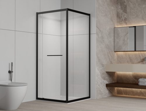 SANOSLIM sarokkabin toló-forgó ajtóval, 100 cm, fekete