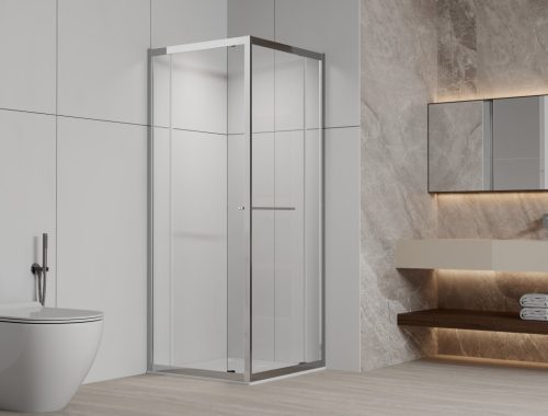 SANOSLIM sarokkabin toló-forgó ajtóval, 100 cm, króm