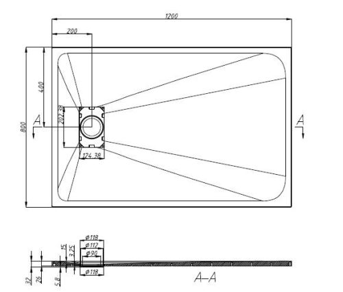 SMC 80/120 szögletes zuhanytálca, fehér