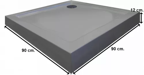 BORA 90 szögletes zuhanytálca fix előlappal