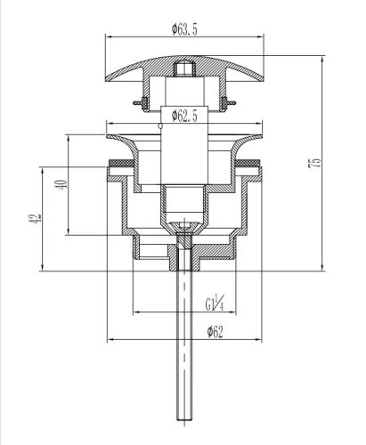 Mosdó leeresztő szelep “KLIKK-KLAKK”, fekete