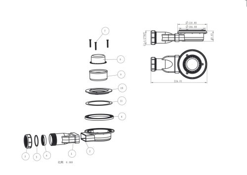SLIM zuhanytálca leeresztő, Ø 90 mm