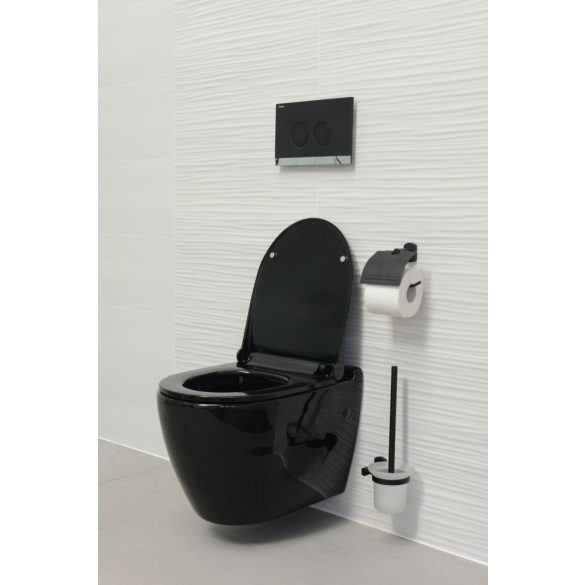 UNO perem nélküli fali WC slim "soft close" ülőkével, fekete