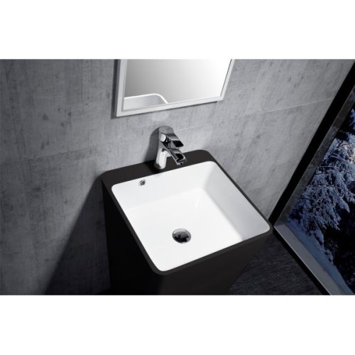 Öntött márvány álló mosdó, fekete