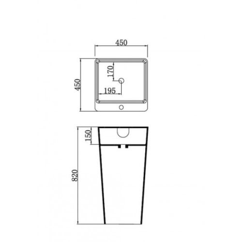 Öntött márvány álló mosdó, fekete
